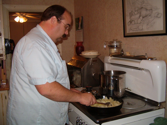 Todd cooking Christmas dinner